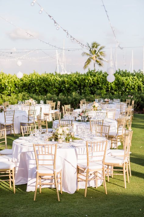 White And Gold Outdoor Wedding, Lawn Wedding Decor, Lawn Wedding Reception, Outdoor Beach Wedding Reception, White And Gold Wedding Decor, White And Gold Wedding Reception, Chairs For Wedding, Outdoor Beach Wedding, Lawn Wedding