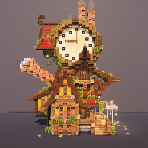 Minecraft Teapot, Steam Punk Minecraft House, Solar Punk Minecraft, Minecraft Build Themes, Steam Punk Minecraft Builds, Bee Dome Minecraft, Steampunk House Minecraft, Minecraft Brewery, Solarpunk Minecraft