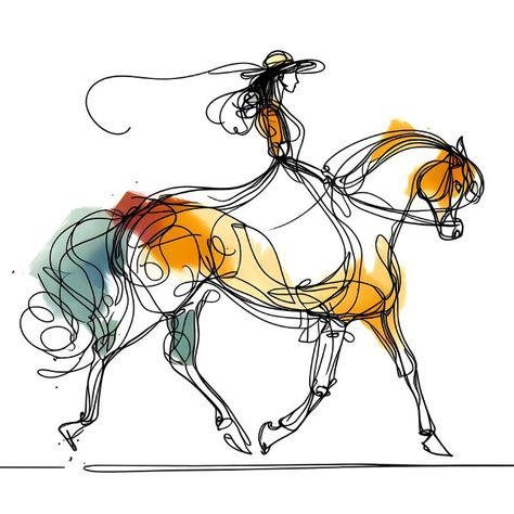 Lady on Horse - Line Drawing - A.D. Digital Art Creation Horse Riding Drawing, Line Drawing Horse, Horse Line Drawing, Horse Line Art, Card Homemade, Ride A Horse, Minimal Line Drawing, Haflinger Horse, Cat Portrait Painting