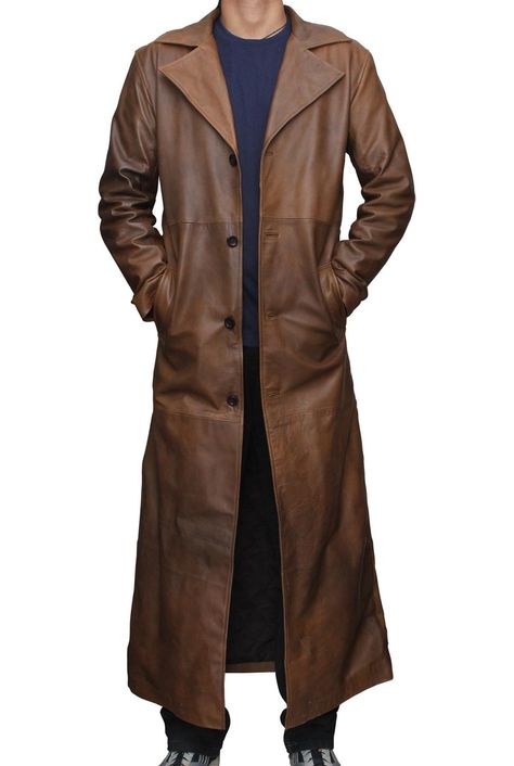 Batman Knightmare Brown Distressed Leather Trench Coat at Amazon Men’s Clothing store: Leather Trench Coat Mens, Leather Duster, Long Coat Men, Mens Leather Coats, Brown Trench Coat, Coat For Men, Long Leather Coat, Winter Trench Coat, Trench Coat Men