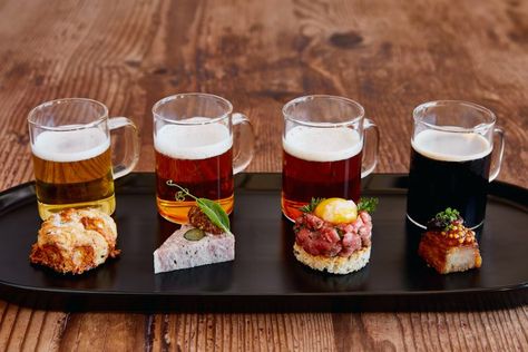 Beer Tasting Party Ideas, Tasting Party Ideas, Beer Tasting Party, Beer Food Pairings, Beer Tasting Parties, Beer Dinner, Hearty Snacks, Beer Pairing, Kimpton Hotels