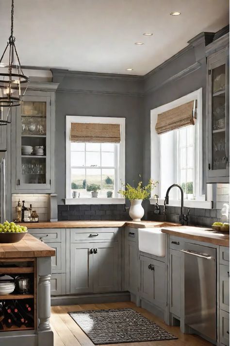 Revamp your kitchen on a budget with these farmhouse-style cabinet ideas that will bring charm and functionality to your space. Explore creative ways to transform your kitchen into a cozy and inviting area without breaking the bank. Incorporate rustic elements, neutral colors, and clever storage solutions to achieve that perfect farmhouse look you've been dreaming of. From DIY projects to affordable finds, there are endless possibilities for creating a charming farmhouse kitchen with budget-frie Farmhouse Kitchen With Painted Cabinets, Farmhouse Kitchen Color Palette, Grey Cabinets Kitchen, Affordable Farmhouse Kitchen, Dream Farmhouse Kitchen, Affordable Cabinets, Cabinet Transformations, Old Cabinet Doors, Cabinet Options