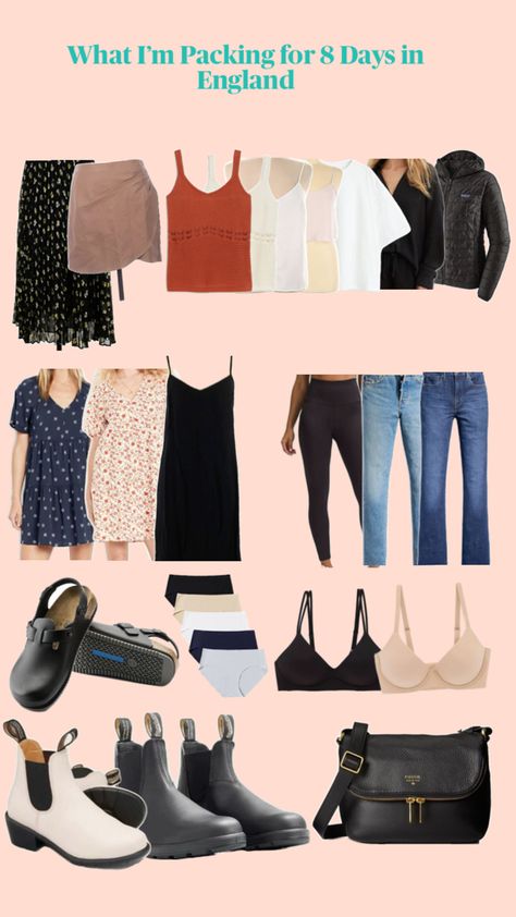 These are the outfit combinations I am bringing with me for 8 days in England. 4 Day Trip Outfits, Trip Outfits, Wardrobe Inspiration, The Outfit, Outfit Combinations, 8 Days, Day Trip, Cornwall, Capsule Wardrobe