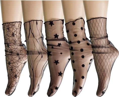 Amazon.com: Benefeet Sox Women Lace Sheer Socks Women Fashion Girls Fancy Decorated Pearl Shiny Tulle Socks Novelty Lace Slouch Mesh Socks Ankle Loose Clear Sock Christmas Valentine Gifts for Her : Clothing, Shoes & Jewelry Sheer Socks Outfit, Clear Socks, Fishnet Ankle Socks, Tulle Socks, Fancy Socks, Loose Socks, Fishnet Socks, Socks Ankle, T Strap Shoes