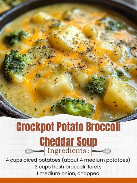 Potato Broccoli Cheddar Soup, Crockpot Potato, Potato Broccoli, Potatoes Broccoli, Soup Creamy, Hearty Casseroles, Comforting Soup, Broccoli Cheddar Soup, Hearty Soup