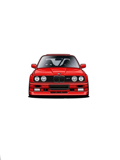 Bmw Artwork, Bmw E30 Convertible, Dtf Images, E30 Convertible, Autos Bmw, Bmw Red, Auto Cartoon, Red And Black Wallpaper, Bmw Art