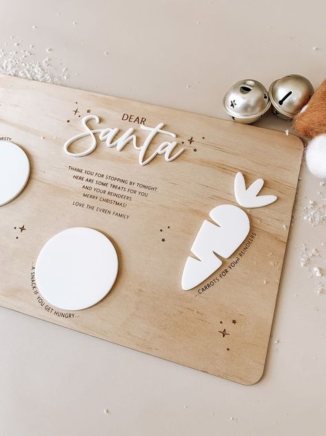 Celebrate Christmas Eve traditions with personalized Santa trays. Discover creative DIY vinyl projects perfect for leaving cookies and milk for Santa! Santa Trays, Cookies And Milk For Santa, Machine Project, Santa Tray, Diy Vinyl Projects, Milk For Santa, Cut Crafts, Christmas Eve Traditions, Cookies And Milk