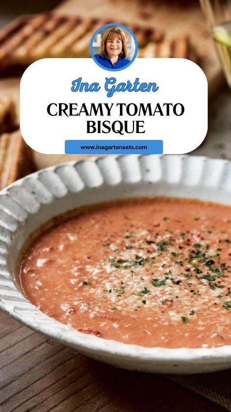 Ina Garten Creamy Tomato Bisque Soup Tomato Bisque, Ina Garten Recipes Dinner, Ina Garten Tomato Soup, Creamy Tomato Bisque, Philly Steak Sandwich, Tomato Bisque Recipe, Tomato Bisque Soup, Steak Sandwiches, Bisque Soup