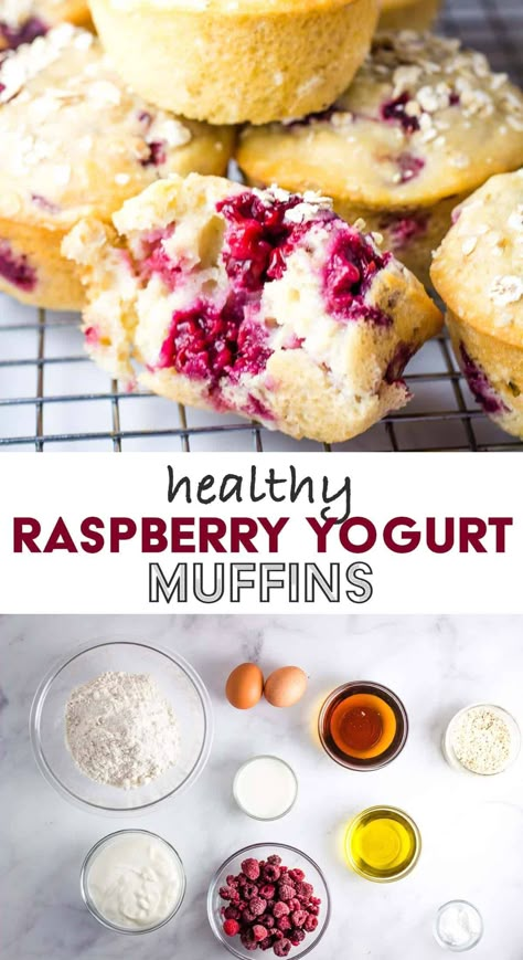 Healthy Raspberry Muffins, Yogurt Muffins, Snack For Kids, Raspberry Muffins, Frozen Raspberries, Healthy Sweets Recipes, Healthy Muffins, Healthy Sweets, Sweets Recipes