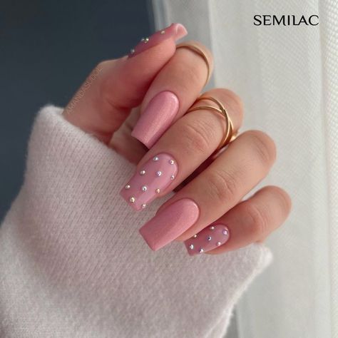 Baby Pink Nails, Basic Nails, Classy Acrylic Nails, Pink Nail Designs, Pink Nail, Diamond Nails, Pink Acrylic Nails, Homecoming Nails, Pretty Acrylic Nails