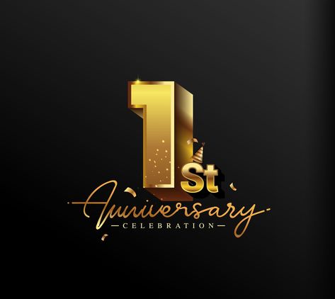 1st Anniversary Logo Design, 1st Anniversary Logo, Esthetic Marketing, Party People Photography, Editing Frame, 1st Anniversary Party, Wedding Banner Design, 1st Year Anniversary, Happy Wedding Anniversary Wishes