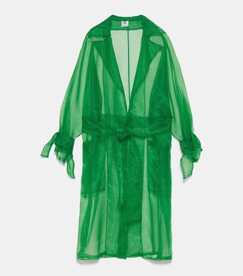 Zara Organza Trench Organza Trench Coat, Organza Coat, Organza Top, Fashion Victim, Green Coat, Long Style, High Fashion Street Style, Fashion Editor, Chic Woman