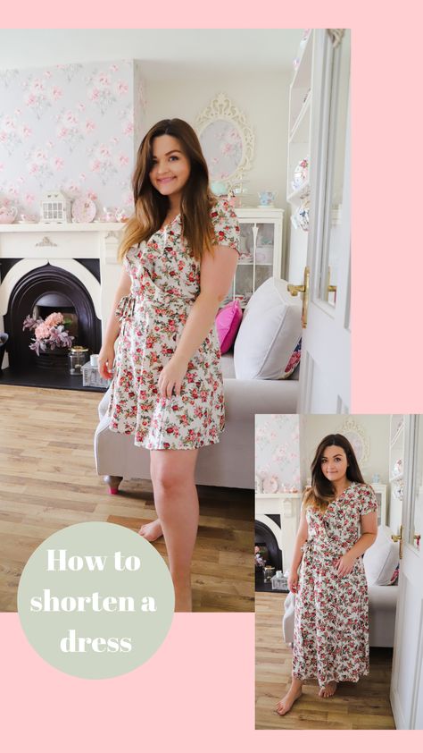 Diy Shorten Dress, Long Dress To Short Dress Diy Ideas, How To Shorten A Long Dress, How To Shorten A Dress Without Sewing, How To Hem A Dress Without Sewing, How To Make A Dress Shorter, How To Alter A Dress, How To Hem A Dress, How To Alter Dress Too Big