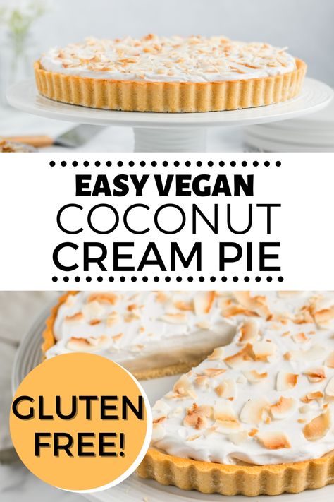 Gluten Free Dairy Free Coconut Cream Pie, Coconut Cream Dessert Vegan, Recipes Using Vegan Cream Cheese, Vegan Coconut Pie, Vegan Coconut Cream Pie, Vegan Cream Pie, Coconut Cream Dessert, Coconut Cream Pie Bars, Non Dairy Desserts