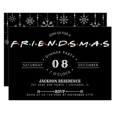 Friendmas Party Invitation, Friendsmas Ideas, Christmas Party Friends, Friends Christmas Party, Merry Friendsmas, Friendsmas Party, Christmas Party Ideas, Holiday Party Themes, Christmas Party Themes