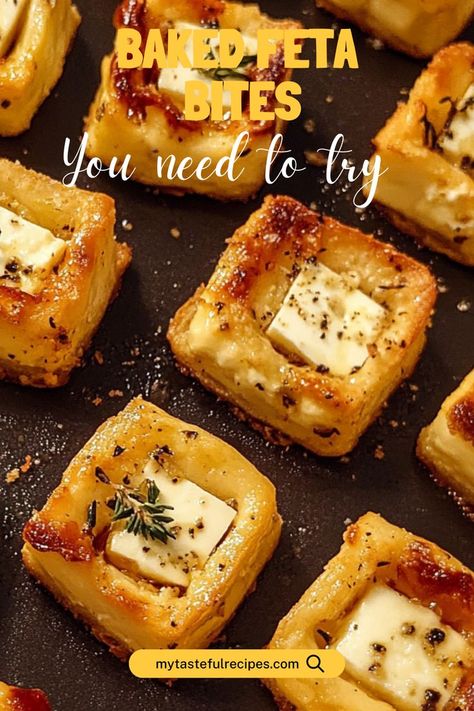 These Baked Feta Bites are little bursts of flavor! Crispy phyllo or puff pastry filled with creamy, herbed feta make a delicious and easy-to-prepare appetizer for any gathering. Feta Bites, Puff Pastry Recipes Savory, Savory Puff Pastry, Puff Pastry Appetizers, Puff Pastry Filling, Creamy Feta, Breakfast Cafe, Baked Feta, Savory Appetizer