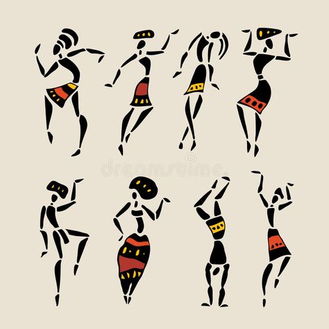 Photo about Figures of african dancers. People silhouette set. Vector Illustration. Illustration of black, festival, dancers - 39257231 African Silhouette, African Dancers, Drawing Planner, African Dance, Afrique Art, Afrikaanse Kunst, African Art Paintings, Africa Art, African Women