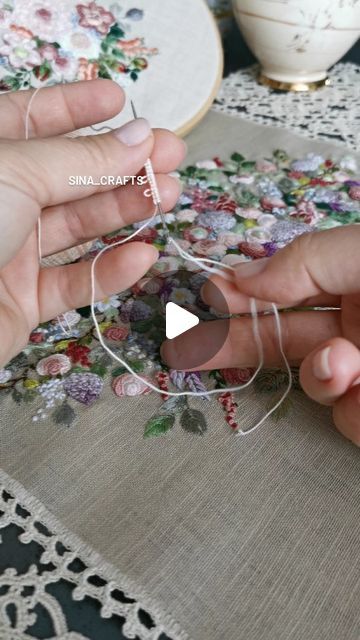 Sina Crafts | How to start frivolite /tatting needle. I promised you yesterday that I would show you again the first step in the process of creating the... | Instagram Tatting How To, Shuttle Tatting For Beginners, Tatting Abbreviations, Tatted Lace Crown Pattern, Tatting Needle, Needle Tatting Tutorial, How To Shuttle Tatting For Beginners Step By Step, Tatting Tutorial, Needle Tatting