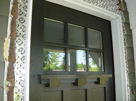 6-lite Craftsman Door exterior black with Dentil Shelf by PellaWindows, via Flickr Craftsman Door Exterior, Craftsman Style Front Doors, Craftsman Exterior Door, Craftsman Front Door, Dental Molding, Dentil Moulding, Craftsman Door, Door Exterior, Entry Ideas