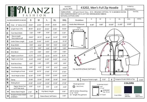 Specs and Illustration, Disabled Men's Hoodie by Janet Caterina at Coroflot.com Hoodie Tech Pack, Tech Drawing, Tech Books, Clothing Pattern Design, Drawing Guides, Hoodies Men Style, Flat Sketches, Tech Pack, Guided Drawing