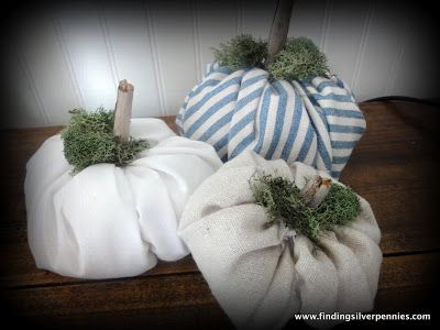 DIY: Fabric Pumpkins - Finding Silver Pennies Cloth Pumpkins, Adoption Fundraiser, Fabric Pumpkins, Diy Pumpkin, Drop Cloth, Pumpkin Crafts, White Pumpkins, Handmade Christmas Ornaments, Cool Diy Projects