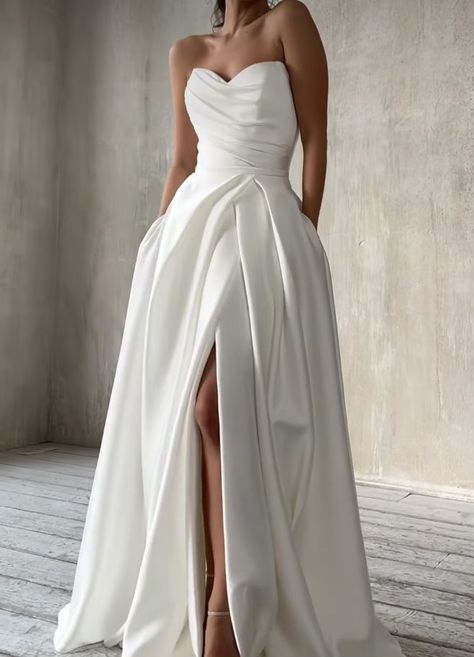 Plain Wedding Dress, Petite Wedding Dress, Classy Wedding Dress, Long Evening Dresses, Stylish Wedding Dresses, 파티 드레스, Minimalist Wedding Dresses, Cute Wedding Dress, Luxe Wedding