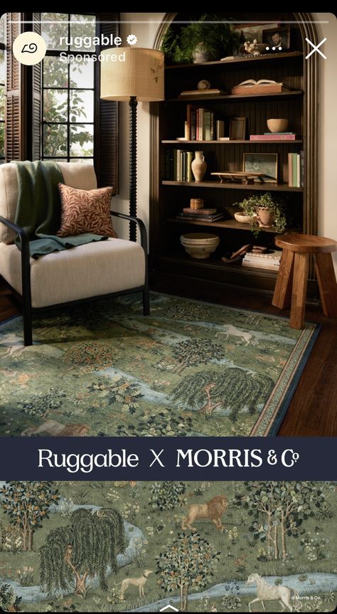 Morris And Co Ruggable, Ruggable Morris, Ruggable Morris And Co, Morris And Co, Apt Ideas, House Inspiration, Home Office, House Interior, New Homes