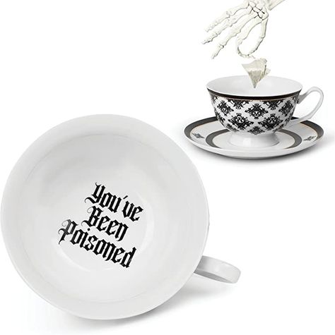 Gothic Tea Aesthetic, Poison Tea Cup, Gothic Tea Cup, Goth Teapot, Halloween Chic, Halloween Tea Party, Goth Gifts, Funny Gifts For Women, Gifts For Female Friends