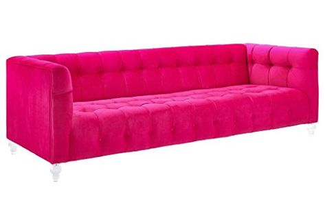 Pink Sofa Bed, Button Tufted Sofa, Pink Velvet Sofa, Deep Seated Sofa, Velvet Tufted Sofa, Pink Couch, Sofa Inspiration, Tov Furniture, Retro Sofa