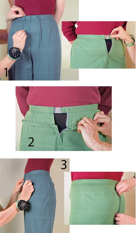 Pants With Adjustable Waist, Pant Waist Alteration, Fixing Pants Waist Fit, Pant Fitting Problems, Tailoring Techniques Pants, Pants Pattern Fitting Adjustments, Pant Patterns, Closet Clothes, Threads Magazine