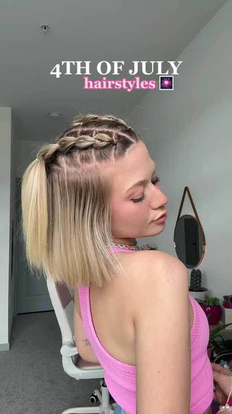 Braided Hairstyles Shorthair, Hair Braiding Styles For Short Hair, Braided Hairstyles For Bob Hair, Pinned Up Hairstyles For Short Hair, Hair Ideas For Short Hair Kids, Beachy Hairstyles Short Hair, Bob Summer Hairstyles, Short Hair Plait Ideas, Hair Styles For Short Hair Video