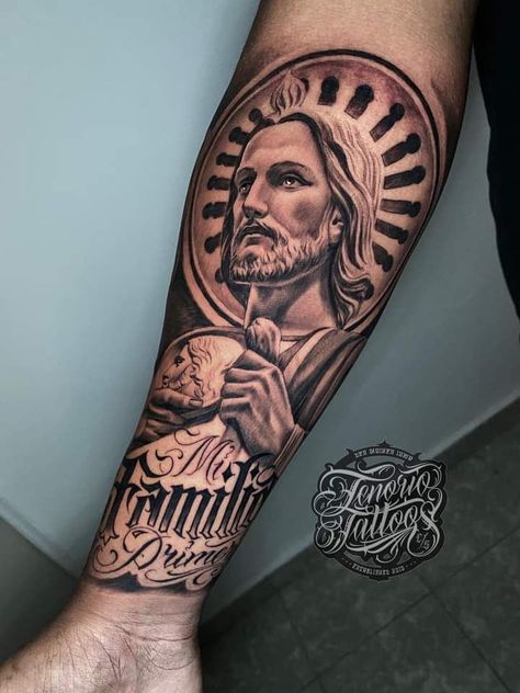 La Tattoo Ideas, San Judas Tadeo Tattoo Sleeve, Saint Jude Tattoo, St Jude Tattoo, San Judas Tattoo Design, Tattoo Ideas San Judas, San Judas Tadeo Tattoo, San Judas Tattoo, St. Jude Tattoo