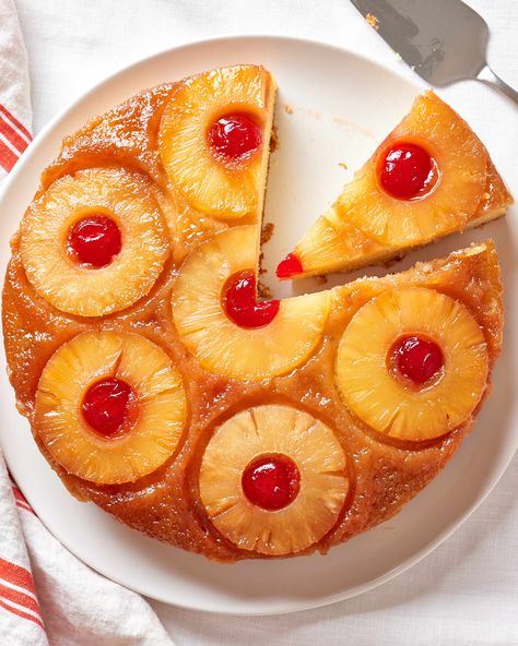 How To Make Easy Pineapple Upside Down Cake from Scratch: gallery image 1 Pineapple Upside Down Cake From Scratch, Retro Desserts, Warm Cake, Pineapple Upside, Pineapple Upside Down Cake, Pineapple Upside Down, Pineapple Cake, Bbc Good Food Recipes, Upside Down Cake