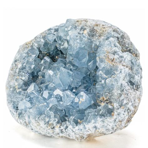 PRICES MAY VARY. HEALING PROPERTIES: Celestite is loved for its ability to provide harmony & balance, maintain inner peace, and heighten divine intuition. The name of this crystal, inspired by its sky blue shades, derives from the Latin "caelestis" meaning "celestial or heavenly". It is also known as the protector of dreams. WHAT YOU RECEIVE: Your natural Celestite geode will be approximately 2" L x 2" W x 1.5" H in size. NATURAL MINERALS: No two geodes are the same. Celestite is a natural, frag Blue Healing Crystals, Crystals Celestite, Blue Quartz Crystal, Blue Agate Geodes With Natural Stones, Blue Lace Agate Geode, Celestite Crystal, Blue Aura, Agate Geode, Natural Minerals