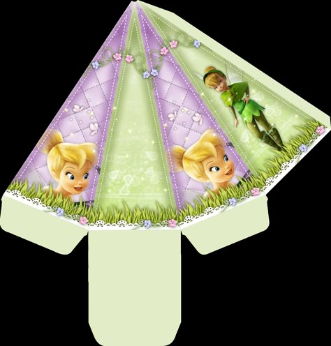 caixa cone tinker bell Cake Paper Craft, Gift Bag Templates, Tinkerbell Pictures, Tinkerbell Cake, Fairy Garden Birthday Party, Tinkerbell Disney, Tinkerbell Party, Hawaiian Birthday Party, Happy Birthday Cake Images