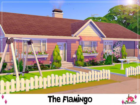 sharon337's The Flamingo - Nocc Sims Architecture, Sims 4 Loft, Sims 4 Houses Layout, The Sims 4 Lots, Sims 4 Gallery, Sims Inspiration, Sims Houses, Sims 4 House Plans, Sims 4 House Building