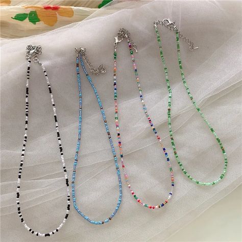 Beaded Choker Ideas, Choker Ideas, Necklace String, Colorful Choker, Diy Jewelry Rings, Rainbow Beads, Trendy Necklaces, Chain Choker Necklace, Collars For Women