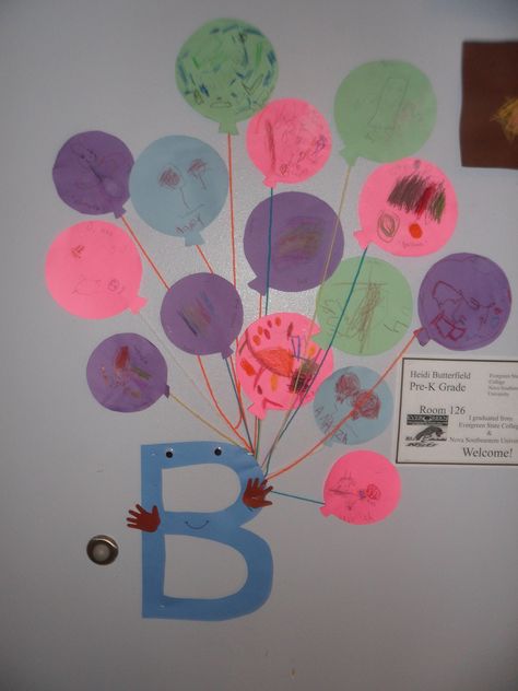 Letter B  1.  children draw a picture of one thing that starts with /b/.  2. tape string on the back   3.  take dictation 4. display The Letter B Crafts For Preschoolers, Letter Bb Activities, Letter B Craft For Toddlers, B For Balloon Craft, Teaching Letter B Preschool, Letter B Arts And Crafts For Toddlers, Letter B Projects Preschool, Letter B Activities For Preschool Crafts, Letter B Toddler Crafts