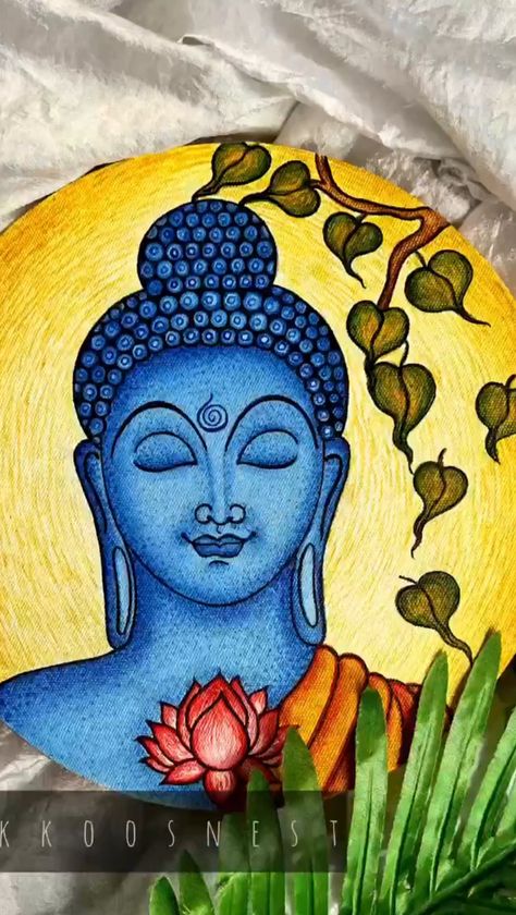 Buddha Rangoli Designs, Buddha Clay Art, Ganesh Painting Easy, Buddha Art Painting Acrylics, Pencil Colour Drawing Ideas, Buddha Rangoli, Diwali Painting, Buddha Canvas Art, Wall Hanging Painting