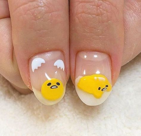 Gudetama Nails, Nail Designs 3d, Nail Art 2023, Pop Art Nails, 3d Nail Designs, Kutek Disney, Anime Nails, Really Cute Nails, Soft Nails