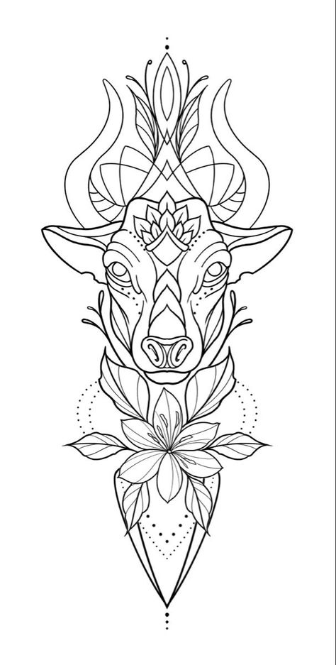 Taurus Bull Drawing, Taurus Tattoo Drawing, Taurus Sketch Drawing, Taurus Tattoo Stencil, Mandala Animal Tattoo Design, Bull Tattoo Stencil, Aries Mandala Tattoo, Ornamental Animal Tattoo, Bull Drawing Taurus