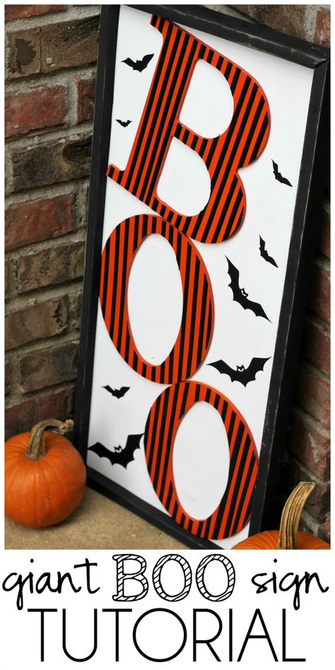 Ginger Snap Crafts: Giant BOO Sign {tutorial} Boo Halloween Sign, Halloween Signs Diy, Halloween Decor Diy, Boo Sign, Idea Room, Halloween Sign, Fall Halloween Crafts, Halloween Signs, Inspirational Art