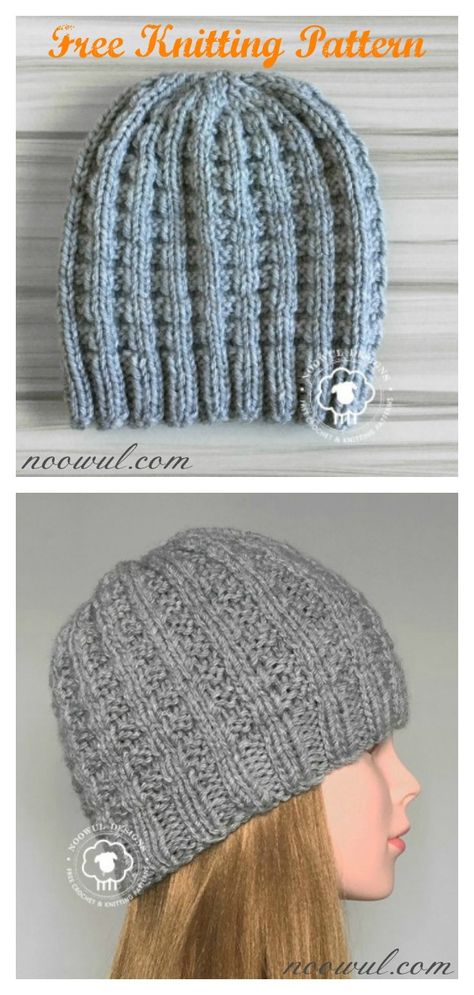 Waffle Stitch Kaza Hat Free Knitting Pattern #freeknittingpattern  #beaniehat  #knittinghats  #easyknittingpatterns  #wafflestitch Waffle Stitch Beanie, Hat Free Knitting Pattern, Beanie Knitting Patterns Free, Knit Beanie Pattern, Beanie Outfit, Purl Bee, Easy Knitting Projects, Knitting Patterns Free Hats, Sweater Patterns