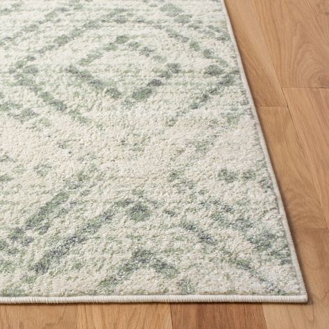 Mistana™ Therese Geometric Area Rug in Ivory / Green & Reviews | Wayfair Sage Green Rug, Green Nursery, Green Colour Palette, Lodge Style, Rustic Lodge, Nursery Rugs, Green Area Rugs, Green Accents, Ivory Rug