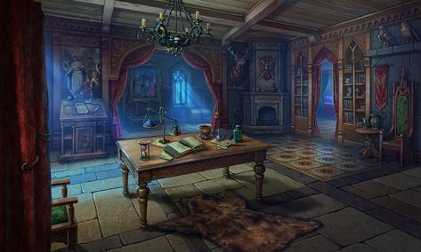 ArtStation - Medieval room Royal Bedroom Concept Art, Medieval Study, Medieval Room, Skylight Room, Medieval Bedroom, Medieval Witch, Room Images, Medieval Drawings, Bedroom Scene