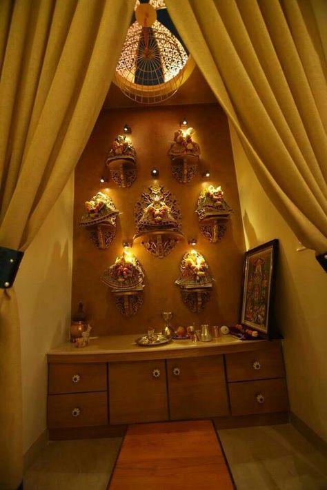 Mandir Curtain Ideas, Mandir Ideas, Mandir Design, Pooja Mandir, Pooja Room Door Design, Pooja Room Design, Room Door Design, Puja Room, Curtain Ideas