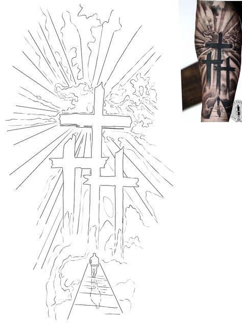 Sleeve Tattoo Stencil Men, Cross Calf Tattoo Men, 3 Crosses Tattoo Stencil, Saved Tattoo Christian, Cross Stencil Tattoo, Leg Sleeve Stencil, 3 Cross Tattoos For Men, I Can Do All Things Through Christ Tattoo, Men Tattoo Stencil