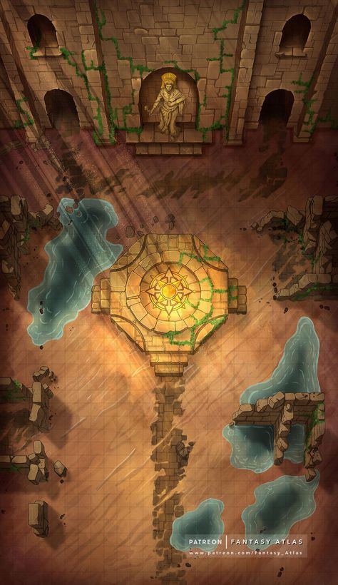 Dnd Desert, Dnd Landscape, Temple Entrance, Desert Map, Desert Temple, Pathfinder Maps, Map Ideas, Isometric Map, Dnd Mini