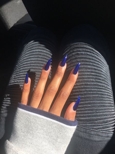 Darker Acrylic Nails, Dark Blue Acyrilics Nails, Blue Claw Nails, Dark Blue Shiny Nails, Navy Coffin Acrylic Nails, Dark Blue Almond Acrylic Nails, Dark Purple Blue Nails, Deep Blue Nails Acrylic, Dark Blue Purple Nails