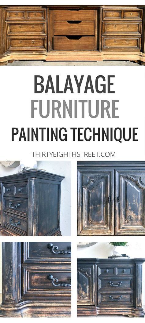 Balayage Furniture Painting Technique. Learn How To Create A Rustic Burnt Ombre Finish To Your Furniture. Furniture Painting Technique. Unique Furniture Design. Painted Furniture. Ombre Furniture. #thirtyeighthstreet #balayage Ombre Furniture, Unique Furniture Painting, Craft Recipes, Rustic Furniture Diy, Weathered Furniture, Painting Styles, Unique Furniture Design, Vintage Buffet, Furniture Painting Techniques